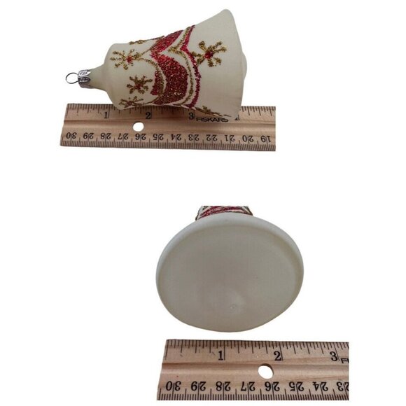 13 Vtg Glass Christmas Ornaments Frosted Red Gold Glitter Swags Teardrops - Picture 7 of 9